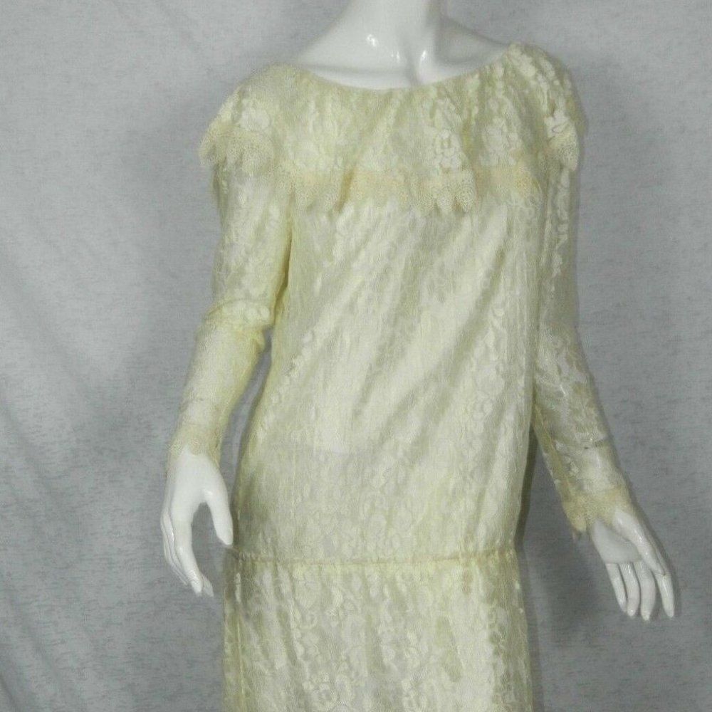 Jessica McClintock Gunne‎ Sax Size Medium Dress Ivory Lace Vintage